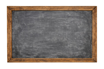 Blank vintage chalkboard with wooden frame showing a textured blackboard surface, education and learning concept