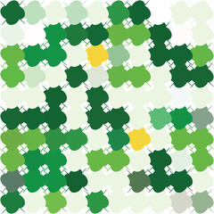 Abstract green pixel mosaic pattern with yellow accents, geometric digital background texture