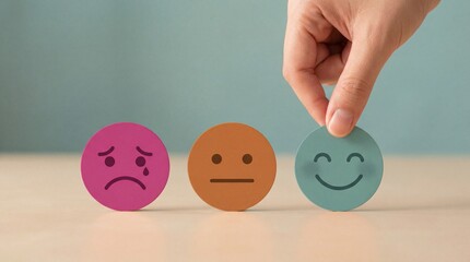 Professional depiction of human emotions and facial expressions illustrating happiness, sadness, and mood indicators for psychological and social analysis