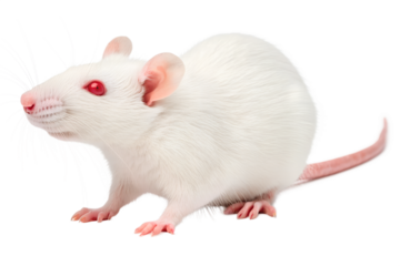 Fresh Healthy White Albino Rat Full Body Isolated on White Background
