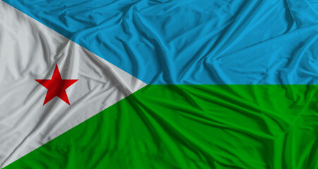 Djibouti flag with fabric texture background. National flag of Djibouti with cloth texture