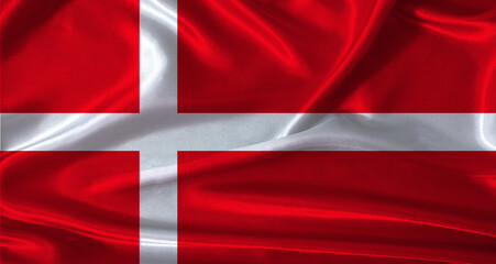 National flag of Denmark with cloth texture. Denmark flag with realistic texture background
