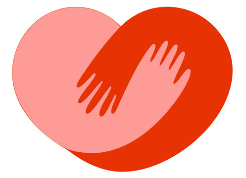Helping hands heart logo, nonprofit care emblem for sick and vulnerable people, social support brand identity symbol