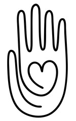 Obraz premium Helping Hand with Heart. Charity Support Logo for Child Care, Social Help, Volunteer Organization, Family Protection