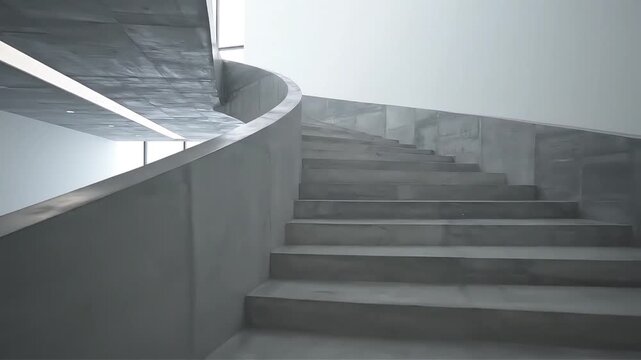 Modern Staircase Design Architectural Interior Minimalist Concrete Steps Luxury Building Construction Abstract Backgrounds Seamless Loop Stock Footage