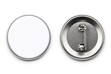 Customizable blank white button pin set showing both the front and back for branding and promotional use