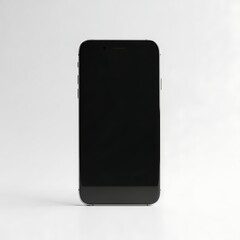 A sleek black smartphone on a white background