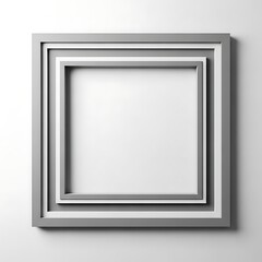 A silver picture frame with a double border on a white background