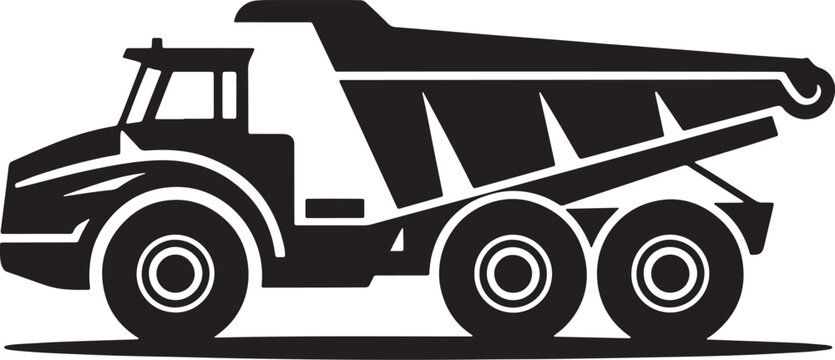 Articulated dump truck with large tires for off road hauling on transparent background powerful construction vehicle for mining and heavy transport industry heavy machinery rugged design.