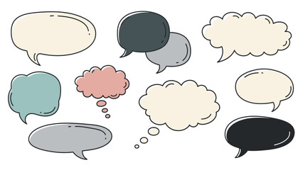 Fototapeta premium Collection of Hand Drawn Speech Bubbles and Thought Clouds.