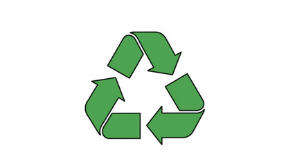 Obraz premium Green recycling symbol with three arrows, isolated white background