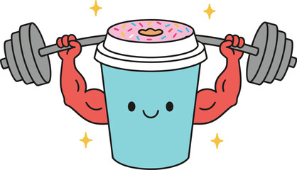 Strong Coffee Sticker - Gym Caffeine Motivation Muscle Cup Weightlifting Vector Graphic