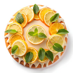 Moist lemon cake topped with glossy glaze