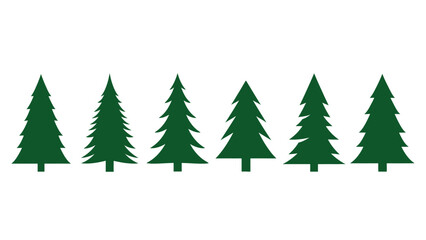 Obraz premium Set of Green Christmas Trees.