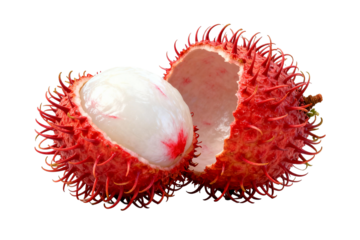 Fresh Rambutan Fruit with Exposed Flesh