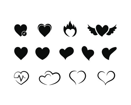 A modern love icon set featuring symbols of hearts, romance, affection, and relationships. Perfect for Valentine's Day, wedding design, branding, logos, stickers, UI/UX design, mobile apps, websites, 