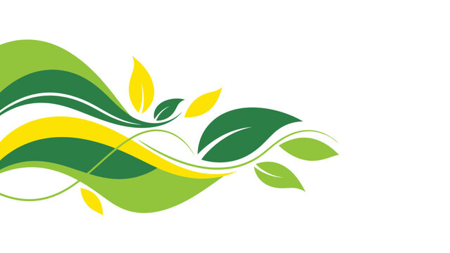 Vibrant green and yellow leaf design elements for eco friendly projects
