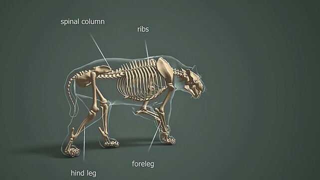  Sabre-toothed cat skeleton.