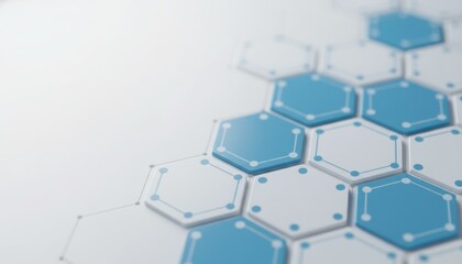 Honeycomb-like Technological Web: A visually striking macro shot of a technological web with a honeycomb pattern, showcasing connected hexagons in a mesmerizing display of modern innovation. 