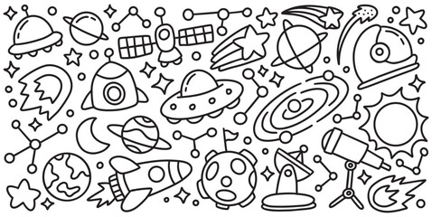 Hand drawn space doodle kids element vector illustration