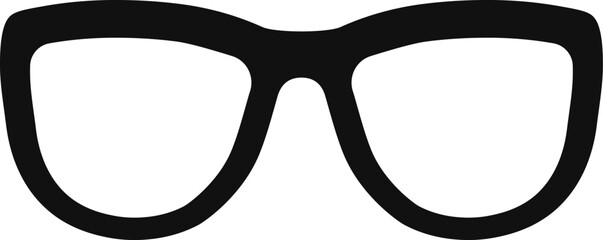 Black glasses icon. Silhouette eyeglasses. Vector. Flat style.
