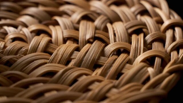 Close-up view of a woven wicker basket showcasing intricate texture and pattern