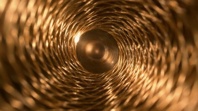 Aerial View of Golden Spiral Pattern with Shiny Metallic Center