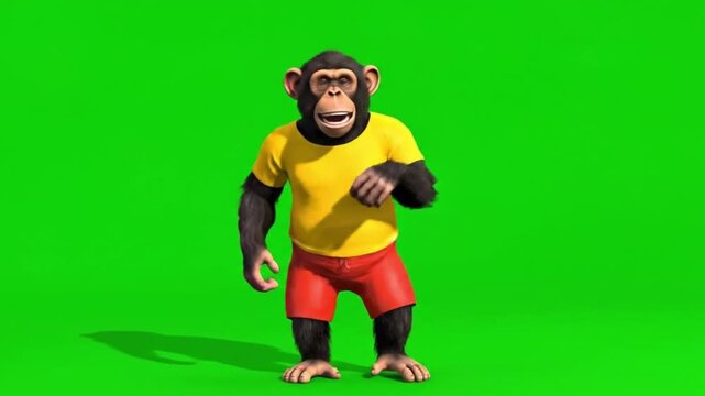 Happy monkey shuffle dance greenscreen background