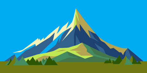 Peaceful Mountain Landscape Vector Illustration for Nature Background
