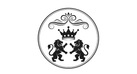 Black lions crest heraldry symbol.