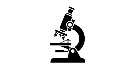 Black microscope icon on white.