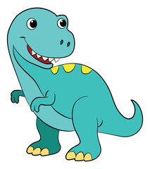 Obraz premium Smiling tyrannosaurus rex baby on a white background