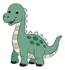 Fototapeta premium Happy cartoon green dinosaur on a white background