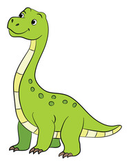 Fototapeta premium Funny cartoon apatosaurus dinosaur on a white background