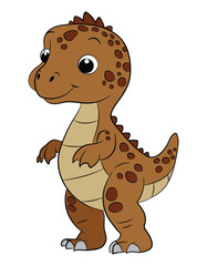 Happy baby dinosaur on a white background