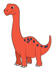 Happy red dinosaur brontosaurus on a white background