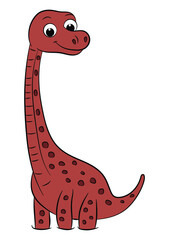 smiling dinosaur red brontosaurus on a white background