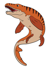 Cartoon mosasaurus on a white background
