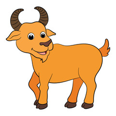 Smiling goat cartoon on a white background
