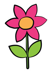 Simple cartoon flower illustration pink