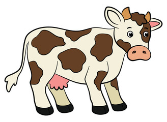 Easy cute cow on a white background
