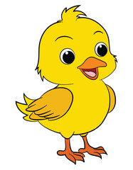 Smiling duck cartoon on a white background