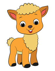 Smiling goat baby cartoon on a white background