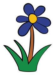 Simple cartoon flower illustration purple