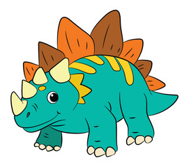 Easy cute stegosaurus dinosaur on a white background