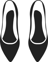 Pair of women black high heels shoes. Black silhouette. Vector.