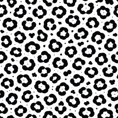 Seamless Dense Black Leopard Spots on White &ndash; Vector Animal Print Pattern