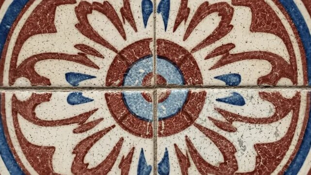 Decorative tile pattern with floral motifs and geometric design