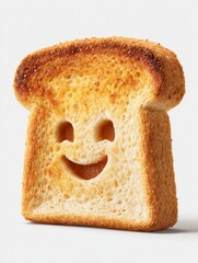 A cheerful slice of toast brings smiles with its playful expression. Perfect for breakfast, snacks, or food-based designs. A delightful addition to any creative project. Generative AI
