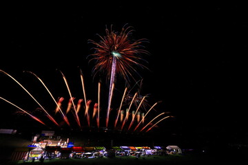 秋田県　夜空と花火